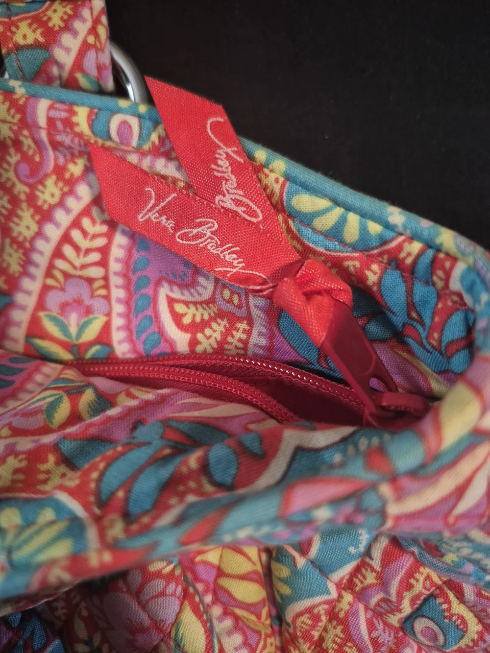 Vera Bradley Pink Multi Quilted Paisley Tote with Matching Pouch